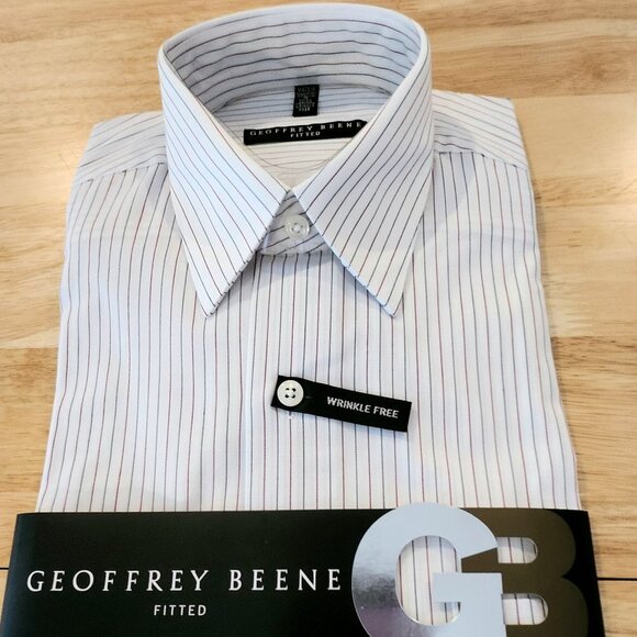 NWT Men Dress Shirt Geoffrey Beene Fitted Various Sizes Wrinkle Free - Picture 1 of 3